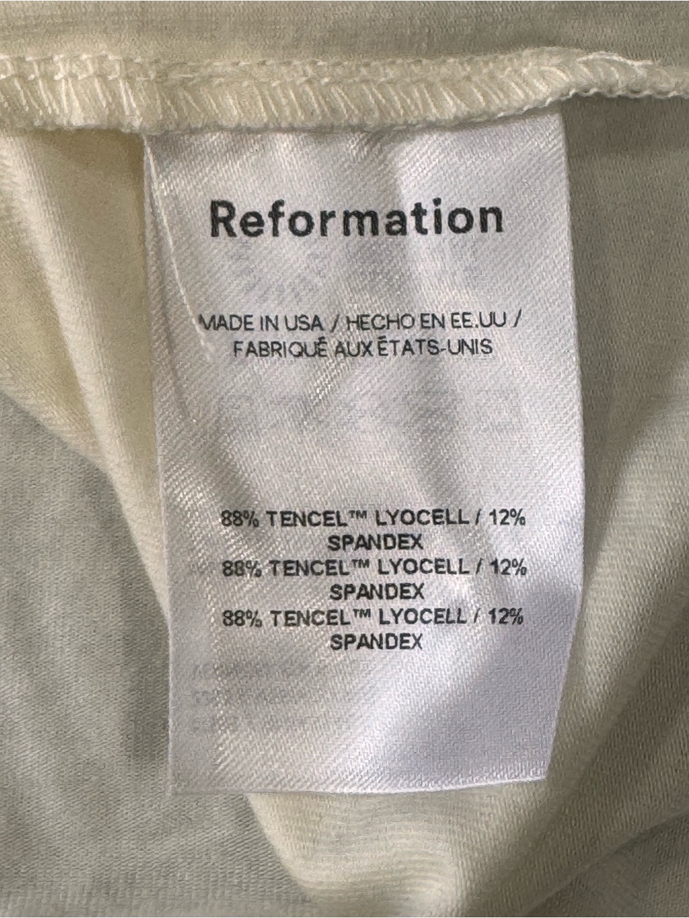 Reformation Sara Mock Neck Long Sleeve Top Ivory Cream Knit Stretch Large L - Picture 5 of 6